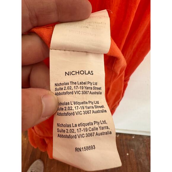 NICHOLAS Orange Mylah Plunge Neck Tie Front Beachy Boho Maxi Dress Size US 4 - Picture 14 of 16